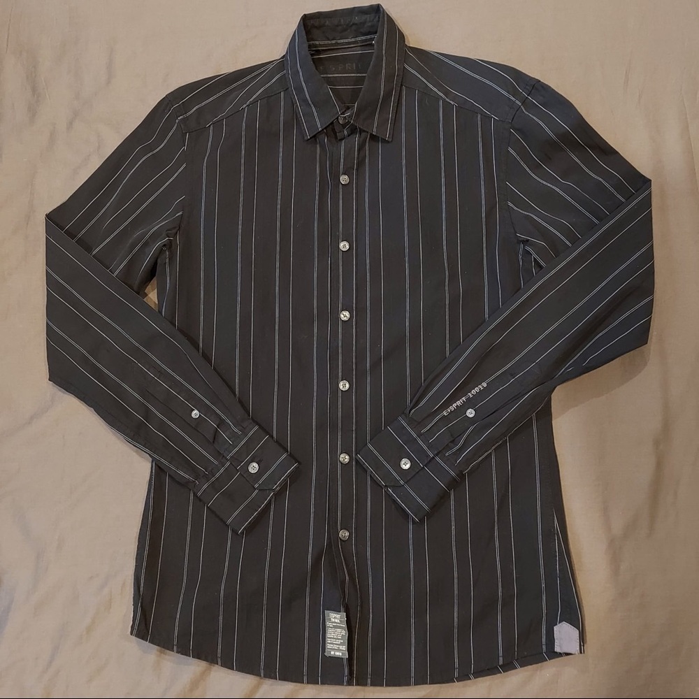 ESPRIT Black and White Pinstriped Dress Shirt